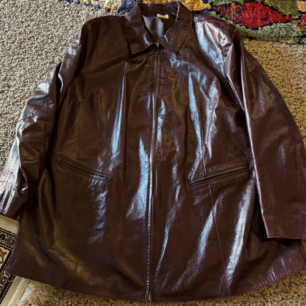Caslon Purple Leather Coat